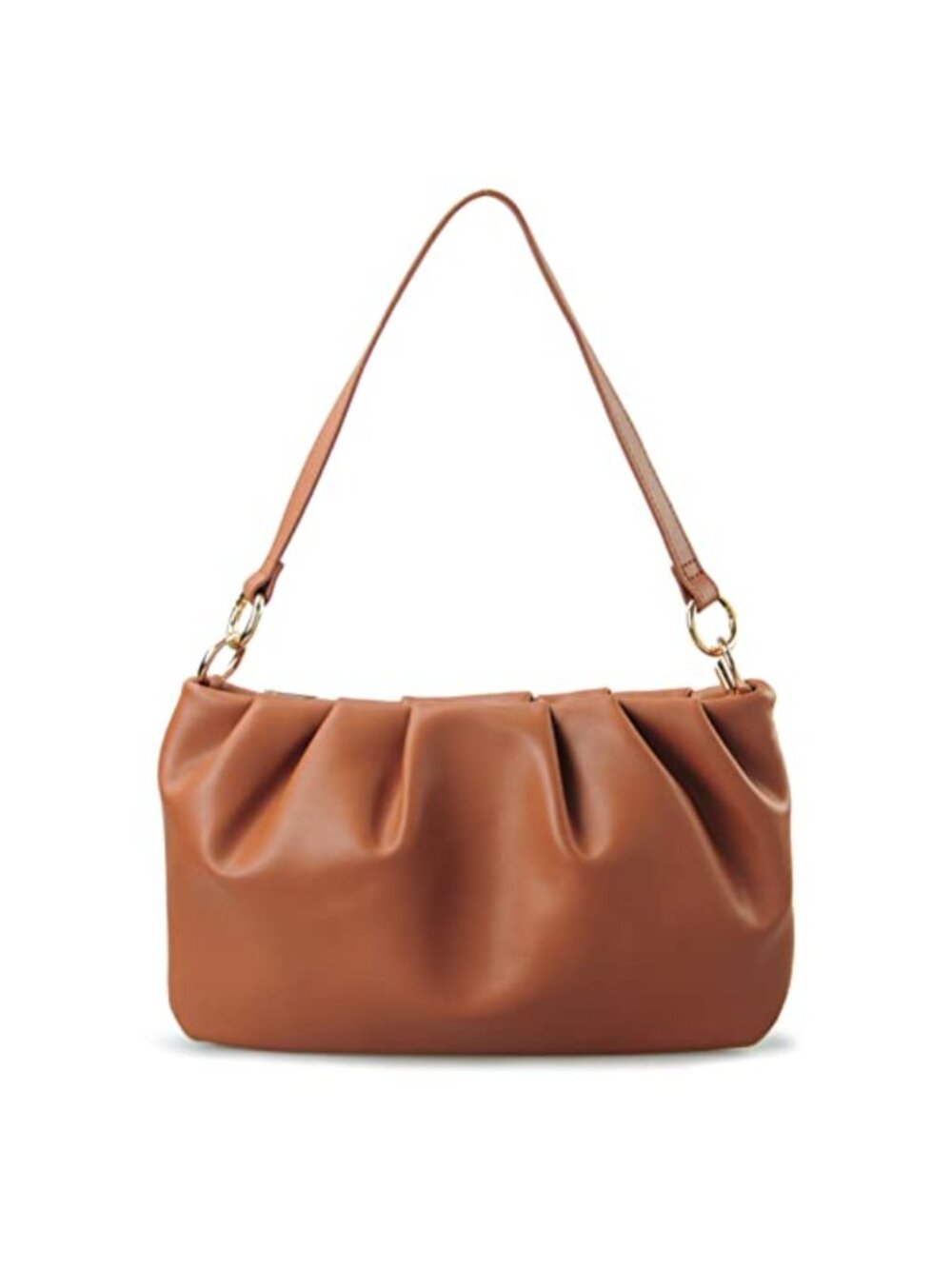 Faux Leather Ruched Hobo Shoulder Bag Convertible Crossbody Clutch